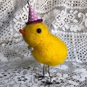 Handmade needle felted Birthday Chick sweet gift